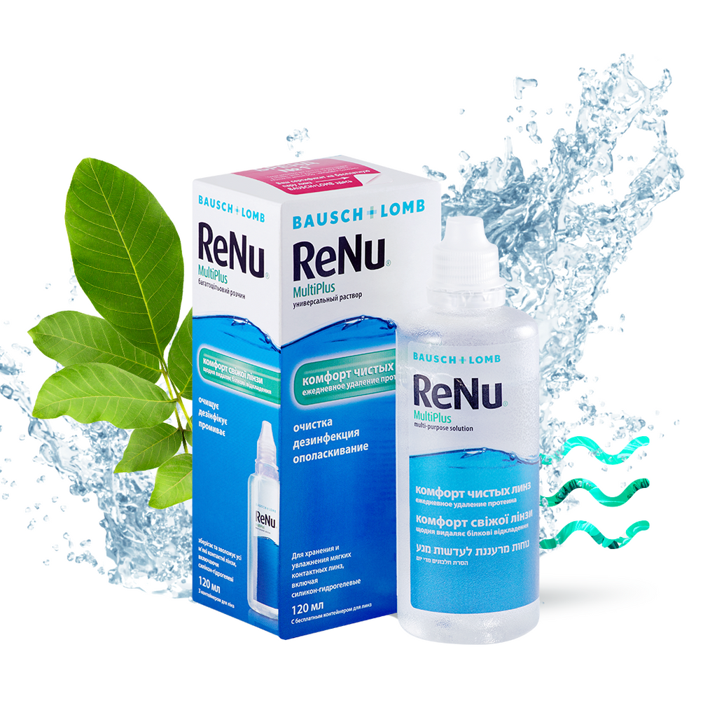 ReNu Multi Plus, раствор для обработки и хранения мягких контактных линз, 120 мл, 1 шт.