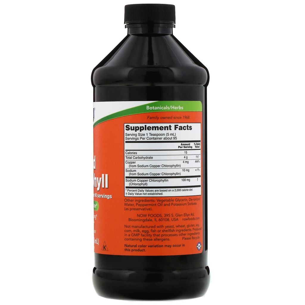Now Liquid Chlorophyll Хлорофилл жидкий, жидкость для приема внутрь, мятный вкус, 473 мл, 1 шт.