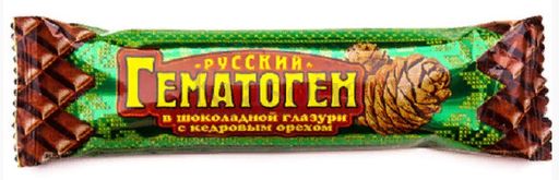 Гематоген Русский с кедровым орехом, плитка, 40 г, 1 шт.