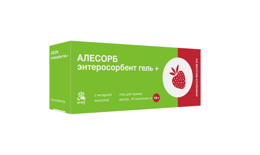 Алесорб Энтеросорбент Гель, гель для приема внутрь, клубника, 10 г, 18 шт.