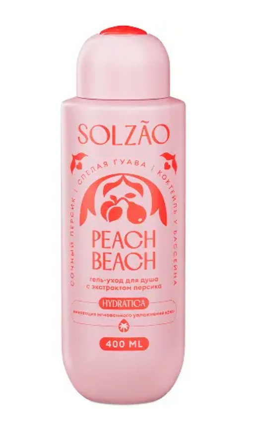 Solzao peach beach гель-уход для душа, гель для душа, с экстрактом персика, 400 мл, 1 шт.