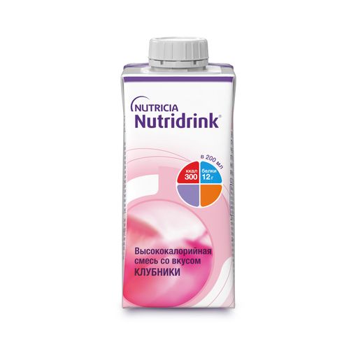 Nutridrink, лечебное диетическое высококалорийное питание, со вкусом клубники, 200 мл, 1 шт.